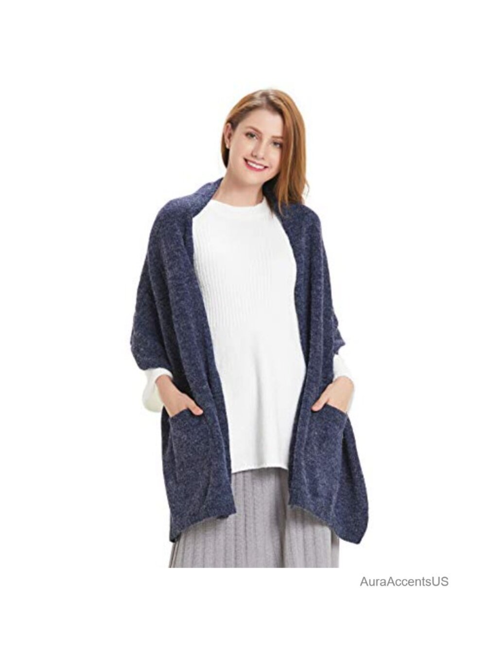 Women's Soft Pashmina Shawl Wrap Acrylic Nylon Scarf with Pockets Oversized